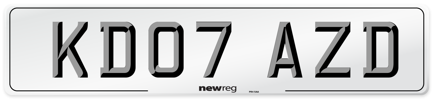 KD07 AZD Number Plate from New Reg